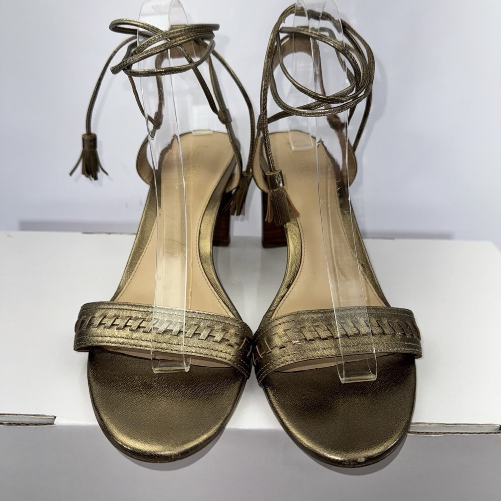 Lauren Ralph Lauren Helaine Tassle Open Toe Bronze/Gold Leather Sandals Sz 10B